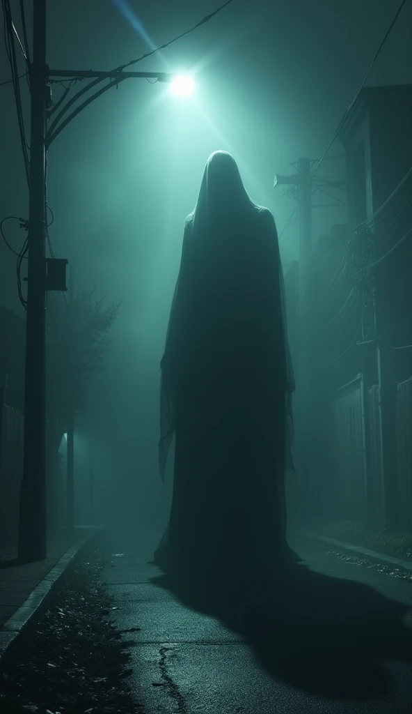 Imagine a spectral figure, shrouded in darkness yet emitting an otherworldly glow. This ghostly entity possesses an eerie, ethereal quality, its form obscured by shadows but with a faint bluish-white luminescence emanating from within.
Its eyes, pools of darkness set against the pale glow of its face, are like windows to another realm. One eye, a deep, abyssal black, seems to absorb all light, drawing the gaze of those who dare to look upon it. The other eye, a stark contrast, glows with a haunting blueish-white light, casting an unsettling aura around the ghostly figure.
As it drifts silently through the darkness, wisps of ethereal energy trail behind it, leaving a faint shimmer in its wake. Its presence is both captivating and chilling, evoking a sense of awe and dread in equal measure.
Despite its spectral nature, there is an undeniable sense of sadness and longing that emanates from the ghostly figure. It is as if it is trapped between worlds, forever searching for somet