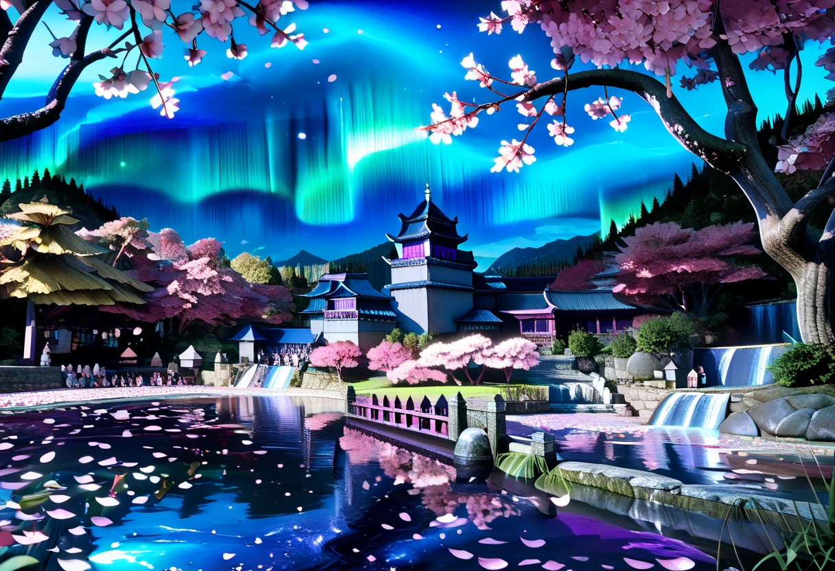 score_9, score_8_up, score_7_up, 3d, (Scenic Background, View of a Japanese Style Castle, Surrounded by a lake, Cherry Blossom Trees, Falling Cherry Blossom Petals, aurora and stars fill the night sky: 1.3), extremely detailed, ray tracing, RTX, high saturation, high contrast, photon mapping, (sharp image), (best quality), (detailed background), (intricate details), hyper detailed, 16k, light and shadow on skin, vivid colors, (lowkeylights_v2), (Dark), (Low-Key)
