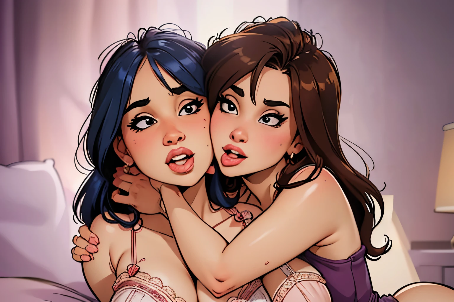 Couple hugged sitting on the sofa, both laugh, (Gina Rodriguez, bright blue eyes, most beautiful smile in the world, passionate look, woman in a blue BLOUSA, render photorealistic anime girl, beautiful model girl, realistic blue 3 d render, deviantart artstation cgscosiety, beautiful girl model, photorealistic fat body, beautiful anime woman, photorealistic art style, very realistic digital art, photorealistic digital painting, gorgeous digital painting, extreamemente beautiful girl, delicate girl, fat girl, she is teenager, she is 14 years old, she is young, blue eye, blue eyes),(bright green eyes man, most beautiful smile in the world, passionate look, light brown hair, man in a black BLOUSA, render photorealistic anime boy, cute model boy, realistic blue 3 d render, deviantart artstation cgscosiety, cute boy model, photorealistic body, beautiful anime man, photorealistic art style, very realistic digital art, photorealistic digital painting, gorgeous digital painting, extreamemente beautiful boy, strong boy, he is teenager, he is 14 years old, he is young, ultra-realistic )