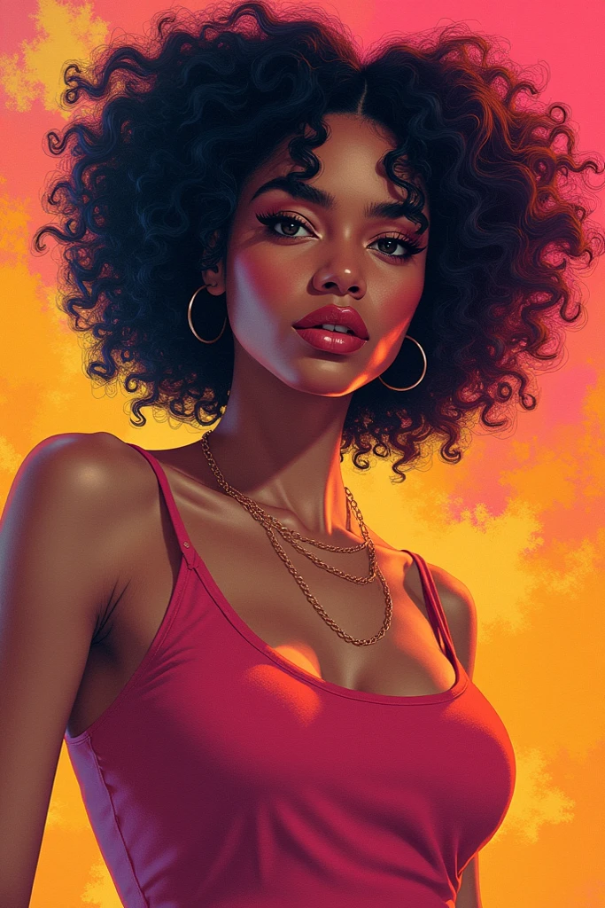 Create a light-skinned black woman, peripheral and social activist holding a brown flag, and curly hair not black , I want with a good peripheral finish and 