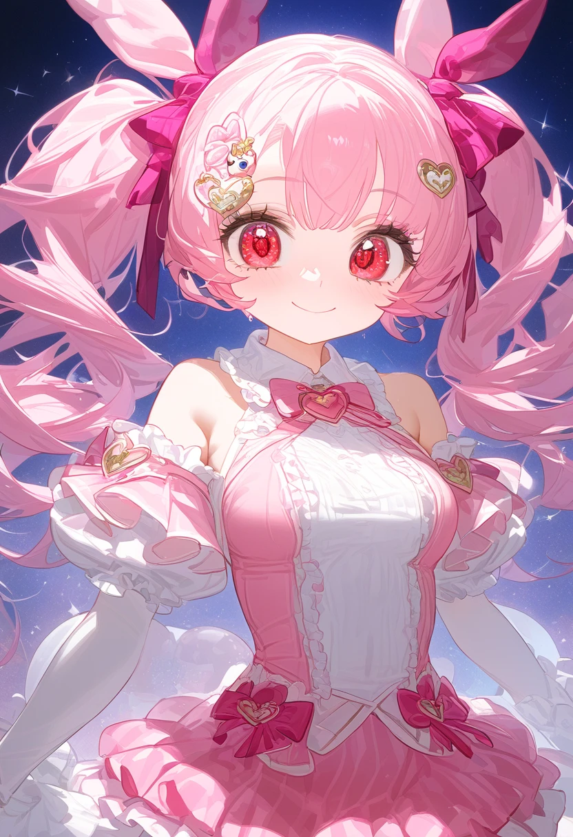 Micho pink and White style, Simple Line Initialism,Abstract art,(((The most beautiful girl of all time))), Sweet face. colorful hearts, funny design, (((bosom buddy ))), (((Cute Aliens))), The background is space