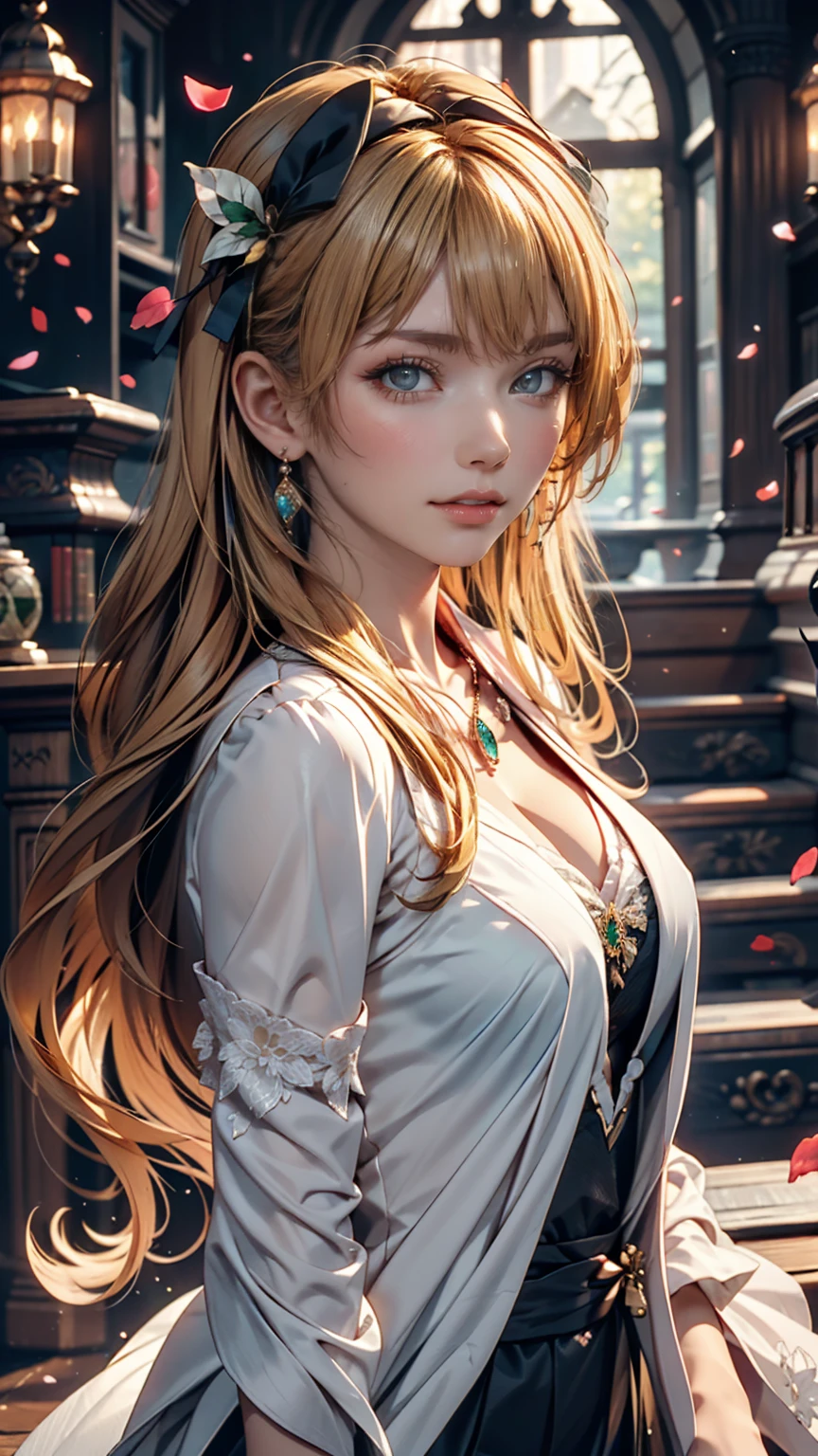 A blonde woman with long hair and a blue dress is posing for a photo, Realistic anime art style, Photorealistic anime girl rendering, Smooth anime CG art, Anime realism style, Realistic art style, realistic young anime, Gorgeous digital painting, Realistic Anime 3D Style, Beautiful anime portraits, Realistic anime art style, Close-up character portraits, 3D Anime Real, Anime style portrait