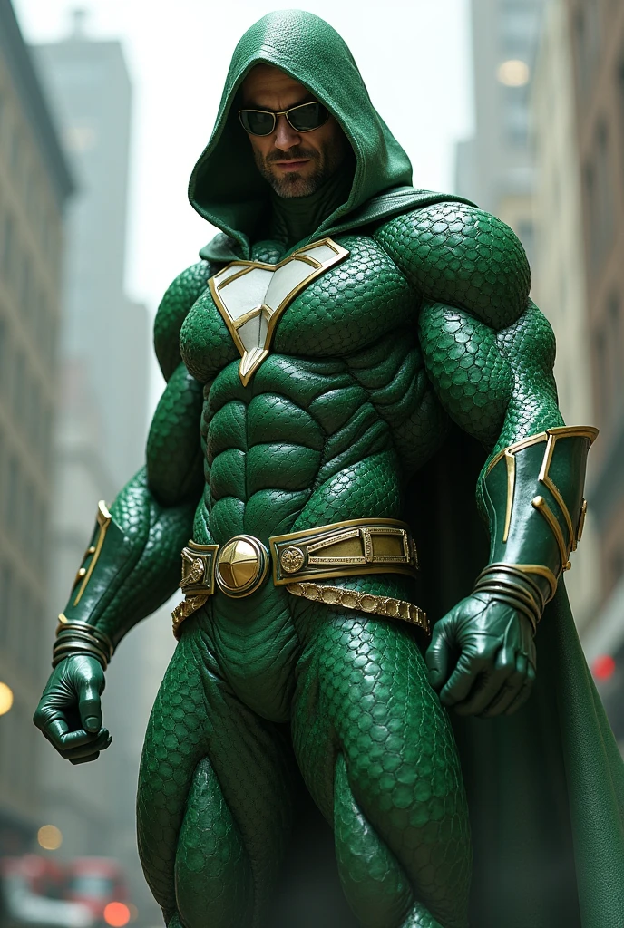 Make a villain with a green snake-thick outfit