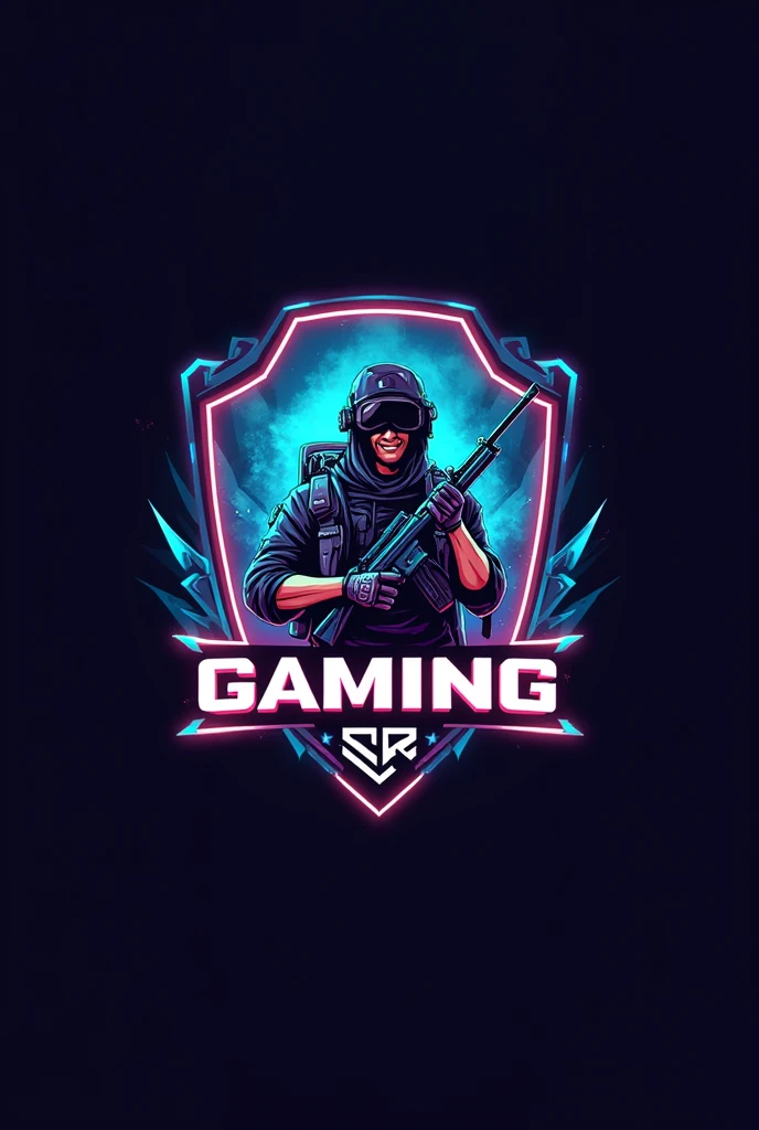 A gaming logo with the name of SR GAMING with a free fire character