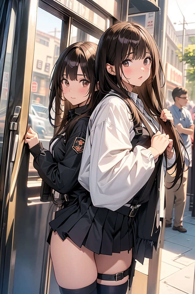 Fat buttocks, high school girl, thin fabric, black silk, transparent, (white shirt + black short skirt), vacuum, stroking,