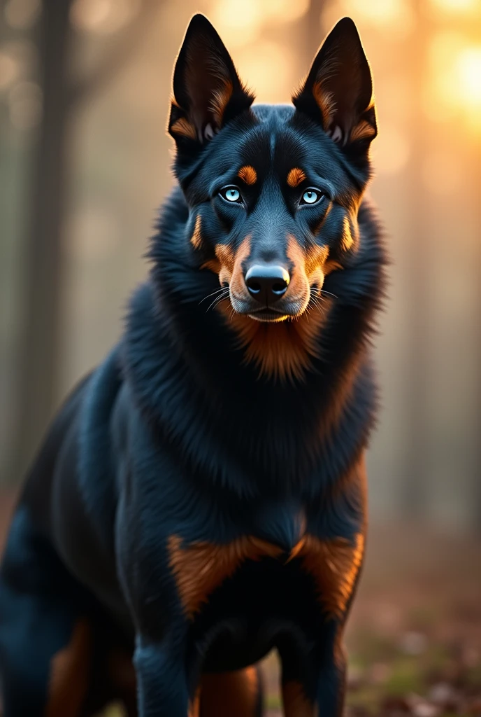Best Quality, Alone, vulgar, furry wolf, black fur, Red eyes, Medium muscular body, elegant, good looking, charming, Casual shirt, charming Pose, feroz, Pose genial, Expression of joy, afternoon, park background. big tusk