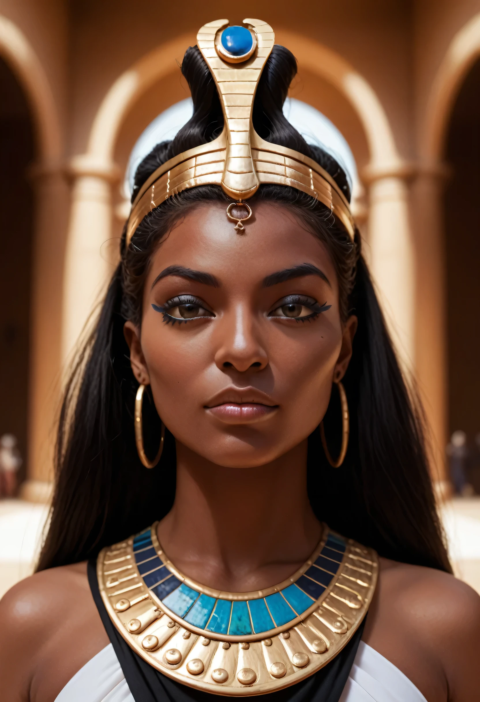 High resolution fine art photography, Nefertiti, Queen of Egypt. Woman, regal bearing, the best quality, high resolution and artistic quality.