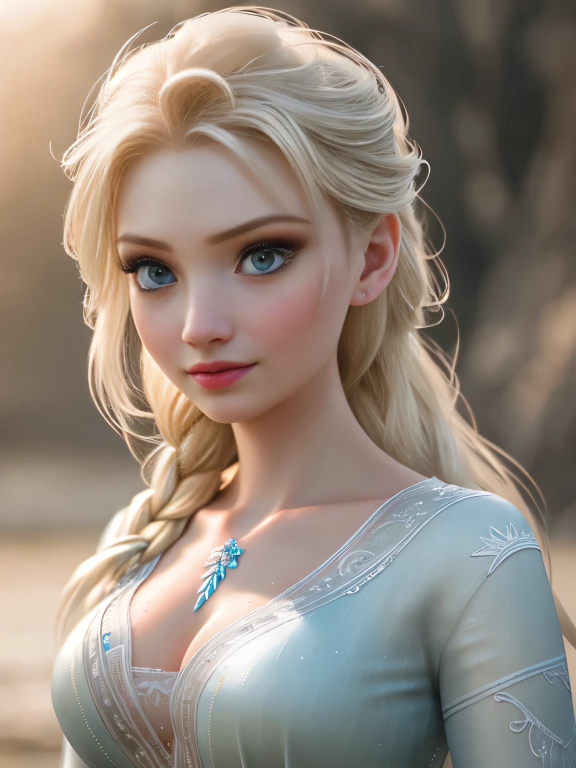 Elsa frozen chunly fusion. Highly detailed CG unity 8k wallpaper, style shot, complex, high detail, dramatic, highest quality movie still image, very detailed, 3/4 body, natural light, sharp character design, (hard focus, 8k), (((natural skin texture))), 8k textures, soft cinematic lighting, adobe lightroom, dark room, hdr, Sophisticated, Elegant, Rich Detail, Sharp Focuilm Look) )), Soothing Tones, Detail Frenzy, Intricate Detail, Super Detail, Low Contrast, Soft Film Lighting, Dull Colors, Exposure Blending, HDR, Fade, 35mm, f/1.4, ISO, f16, 25 sec , medium breast