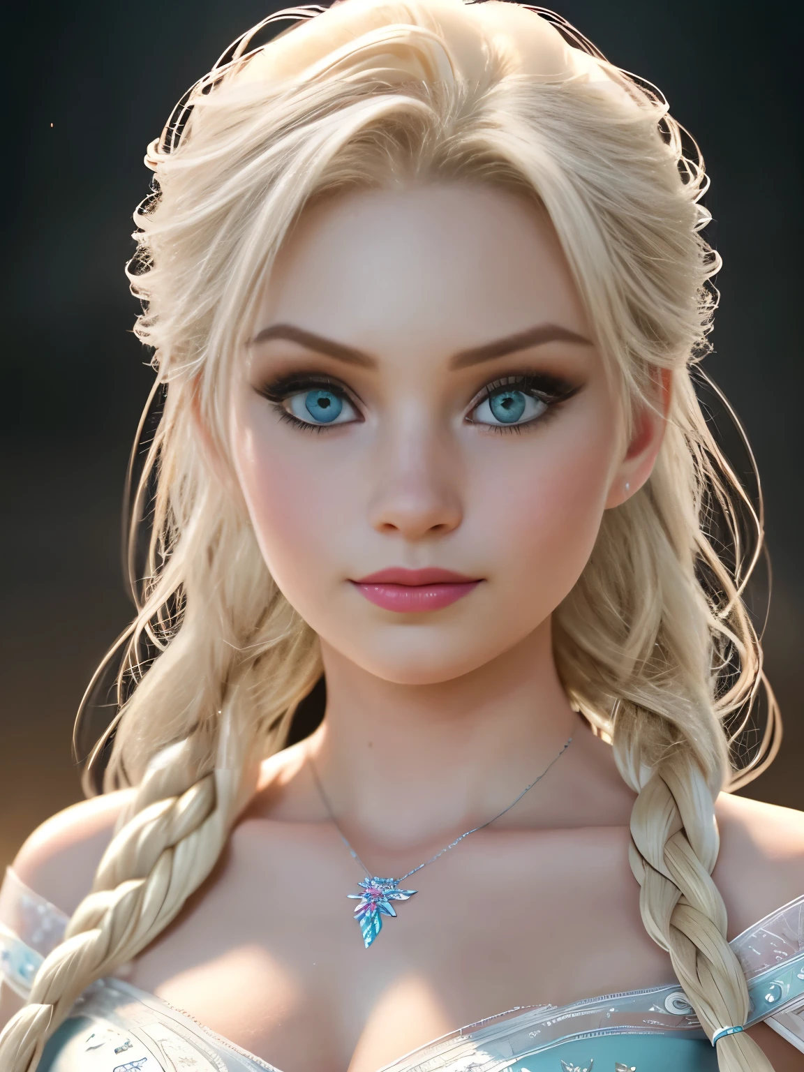 Elsa frozen chunly fusion. Highly detailed CG unity 8k wallpaper, style shot, complex, high detail, dramatic, highest quality movie still image, very detailed, 3/4 body, natural light, sharp character design, (hard focus, 8k), (((natural skin texture))), 8k textures, soft cinematic lighting, adobe lightroom, dark room, hdr, Sophisticated, Elegant, Rich Detail, Sharp Focuilm Look) )), Soothing Tones, Detail Frenzy, Intricate Detail, Super Detail, Low Contrast, Soft Film Lighting, Dull Colors, Exposure Blending, HDR, Fade, 35mm, f/1.4, ISO, f16, 25 sec , medium breast