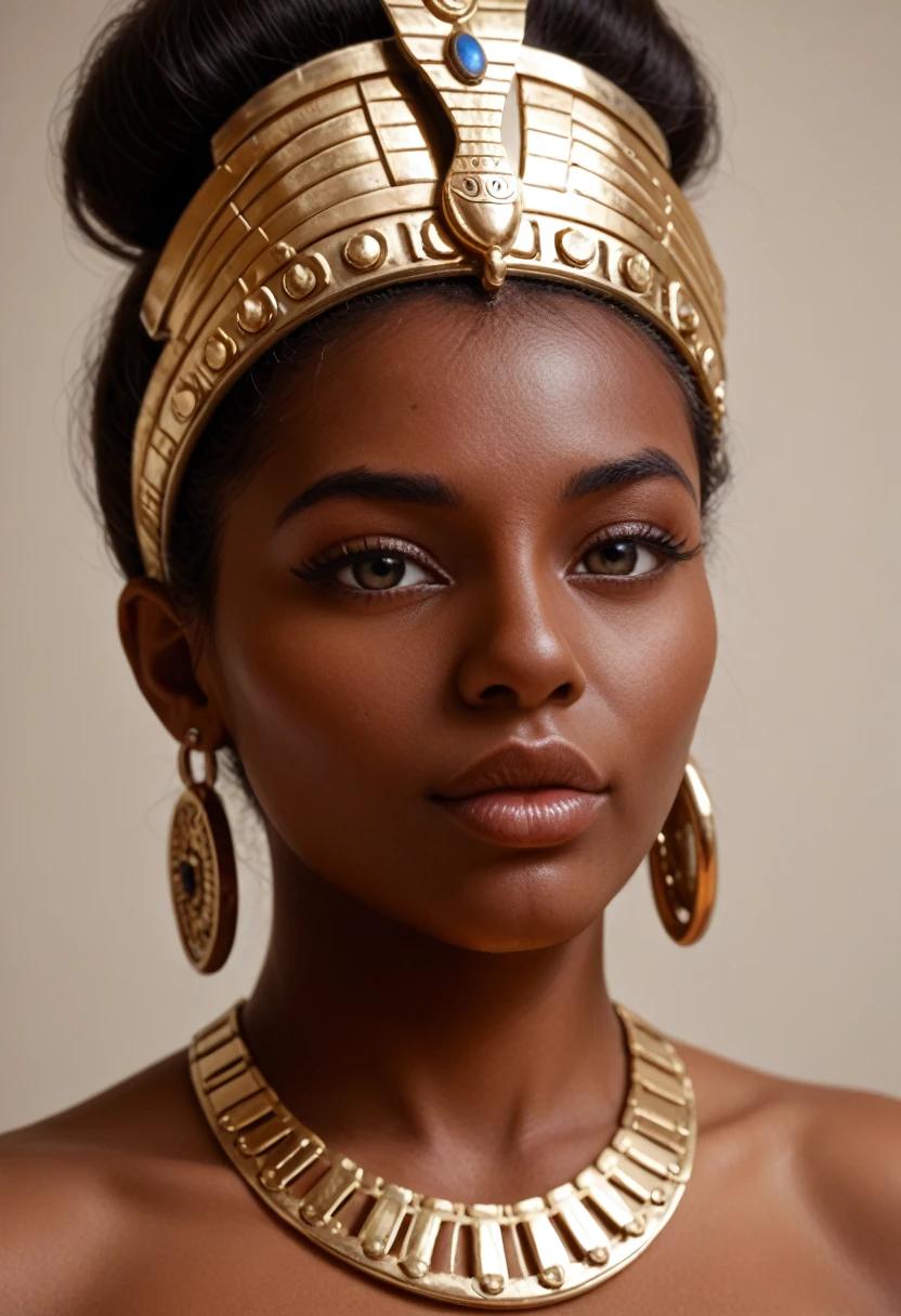 photorealistic high resolution portrait of Nefertiti, Queen of Egypt, beautiful woman with regal bearing, extremely detailed face, piercing eyes, full lips, elaborately decorated headdress, ornate jewelry, soft warm lighting, dramatic chiaroscuro, cinematic composition, oil painting, renaissance style, muted color palette, (best quality,4k,8k,highres,masterpiece:1.2),ultra-detailed,(realistic,photorealistic,photo-realistic:1.37),HDR,UHD,studio lighting,ultra-fine painting,sharp focus,physically-based rendering,extreme detail description,professional,vivid colors,bokeh