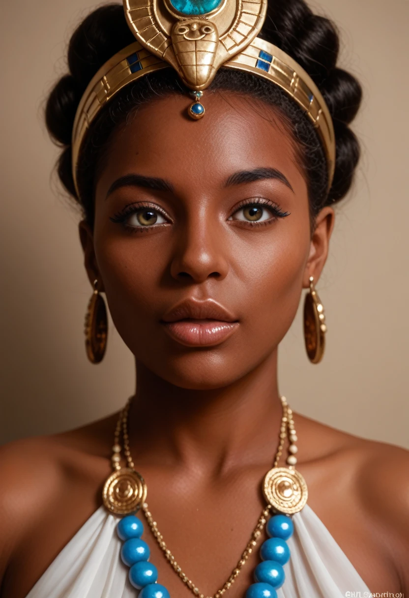 photorealistic high resolution portrait of Nefertiti, Queen of Egypt, beautiful woman with regal bearing, extremely detailed face, piercing eyes, full lips, elaborately decorated headdress, ornate jewelry, soft warm lighting, dramatic chiaroscuro, cinematic composition, oil painting, renaissance style, muted color palette, (best quality,4k,8k,highres,masterpiece:1.2),ultra-detailed,(realistic,photorealistic,photo-realistic:1.37),HDR,UHD,studio lighting,ultra-fine painting,sharp focus,physically-based rendering,extreme detail description,professional,vivid colors,bokeh