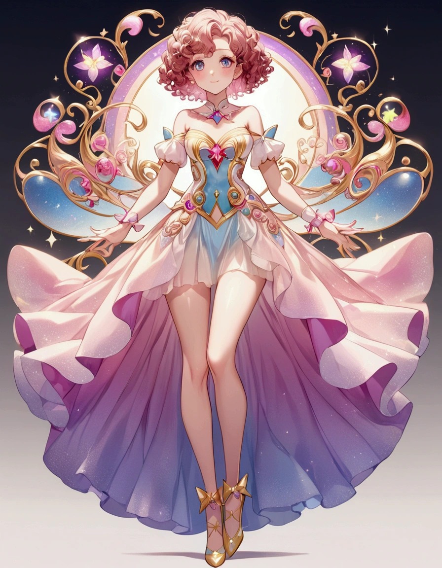 P-bot looks almost exactly like Princess Bubblegum, wearing her usual gown. The only noticeable differences are the bolts on her limbs' joints and that she is barefooted. SPARKLE; GLITTER