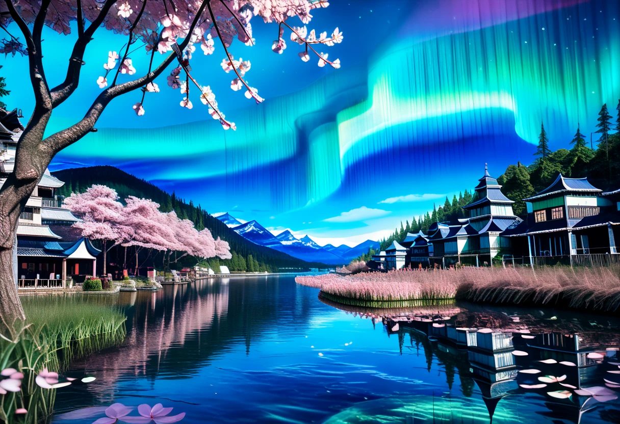 score_9, score_8_up, score_7_up, 3d, (Photo), (Scenic Background, View of Modern City surrounded by a lake, a large single cherry blossom tree in the center of the lake, with skyscrapers and tall buildings, aurora and stars fill the night sky: 1.3), extremely detailed, ray tracing, RTX, high saturation, high contrast, photon mapping, gloomy, (sharp image), (best quality), (detailed background), (intricate details), (lowkeylights_v2), (Dark), (Low-Key)
