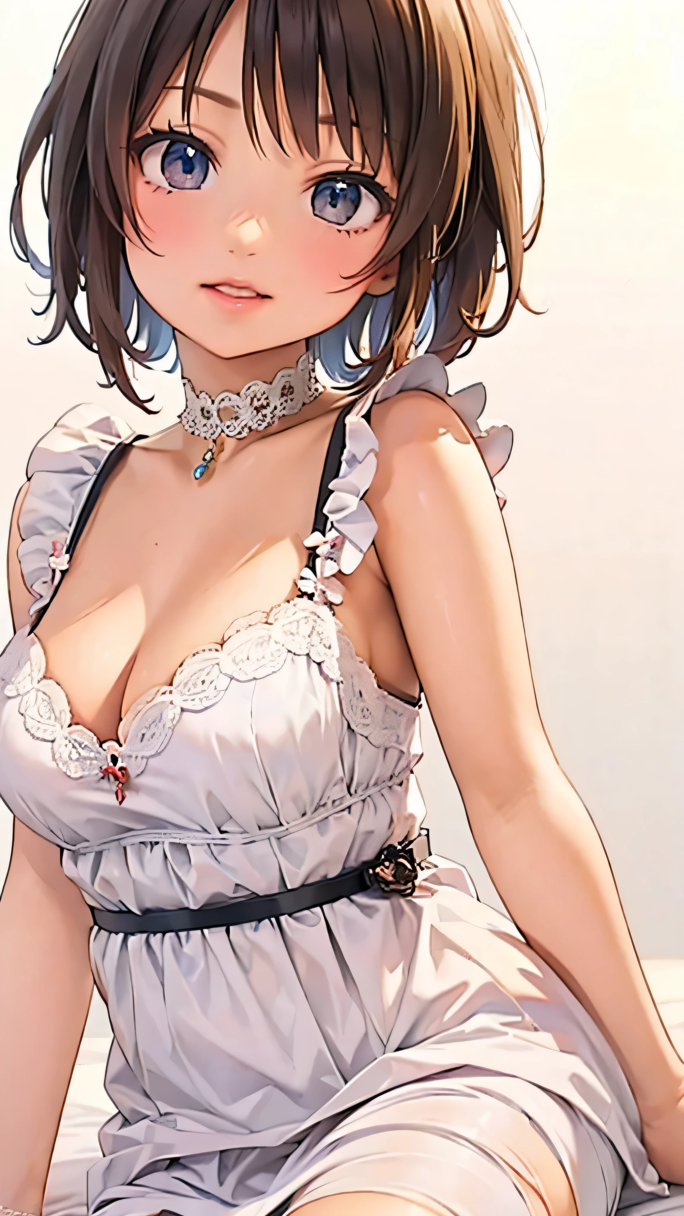 (masterpiece, Best Quality,  OFFICIAL ART:1.2),  one woman, plain background ,  super precise illustration, highly  Details,  Dynamic Angle, beautiful  Details, 8k, (Best Quality, masterpiece,  Hi-Res,  Details),  Anime Style , (beautiful details,  beautiful lip details , Very detailed eyes and face), smooth brushstrokes, Black Hair,  dynamic angle, (( vintage, plain background ),  in a gorgeous dress 