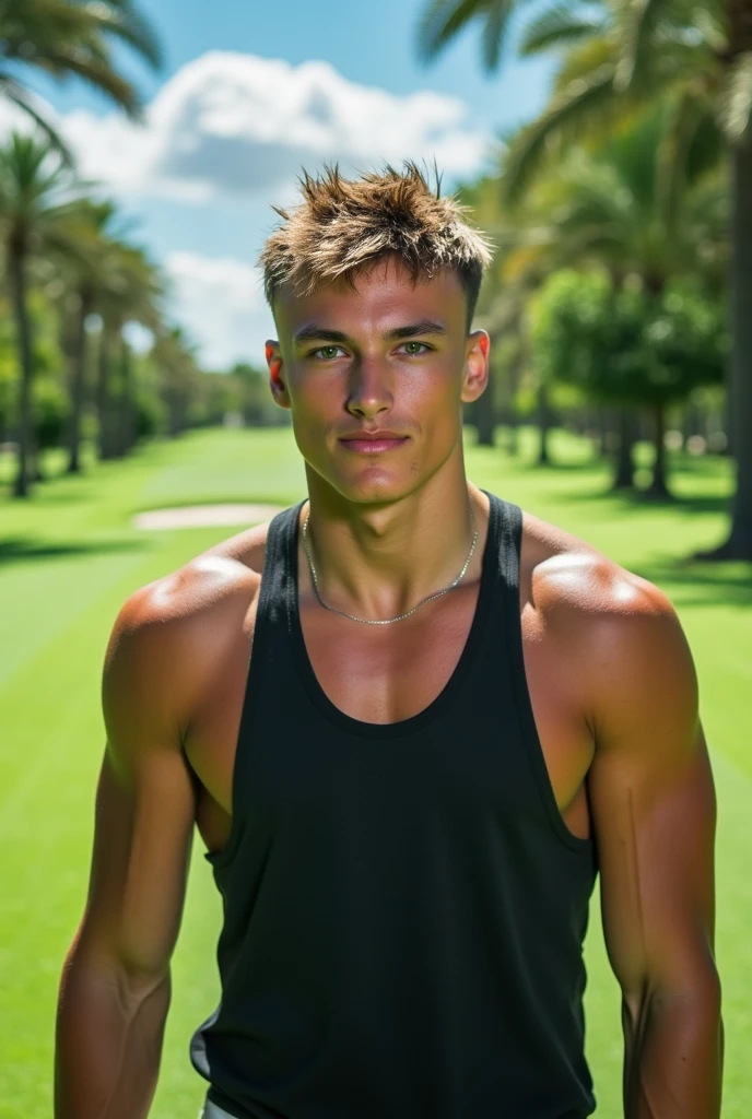 A photo taken from the stands, Photo of a young man, handsome and athletic footballer 