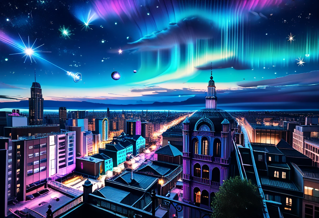 score_9, score_8_up, score_7_up, 3d, (Photo), (Scenic Background, View of Modern City from a high rise balcony, with a dense fog covering the ground, a large Modern Neon City with skyscrapers and tall buildings, shooting stars aurora and stars fill the night sky: 1.3), extremely detailed, ray tracing, RTX, high saturation, high contrast, photon mapping, gloomy, (sharp image), (best quality), (detailed background), (intricate details), (lowkeylights_v2), (Dark), (Low-Key)
