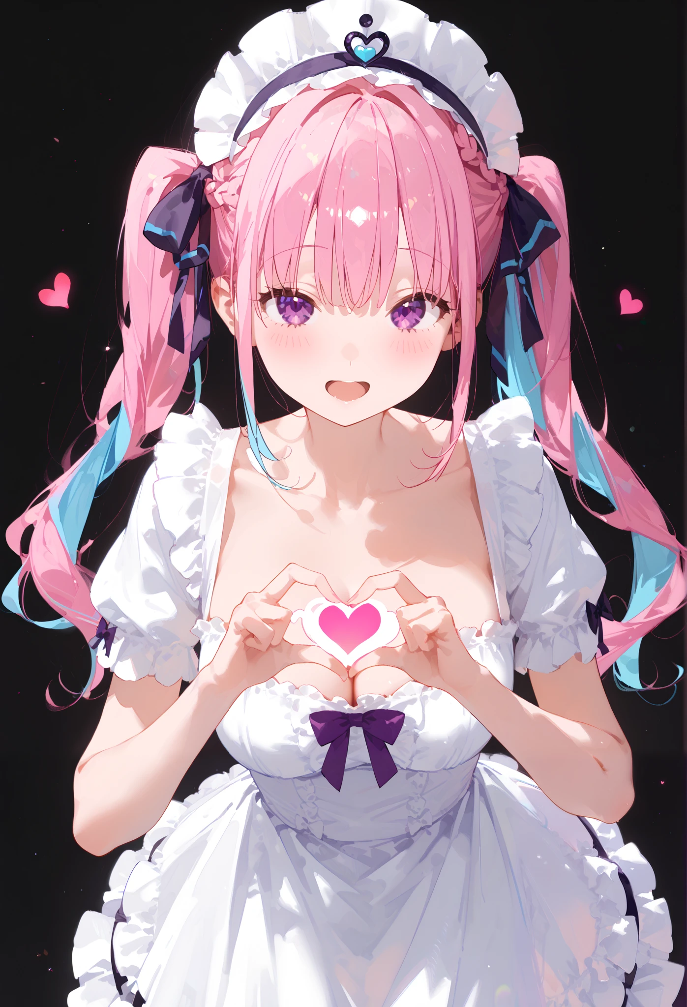 Dark Taste、Small breasts、Gal、Girl、cute、、コン、っぽい、Pink Hair、Twin tails、Long Hairstyles、Dark pink eyeenhera、Eyes glow pink、There are hearts in my eyes、A world full of love、cute、cute、Slender body、Dog&#39;s Fangs、Dog costume、dog tail、Line of sight、teary-eyed、Lying on your back、knife
