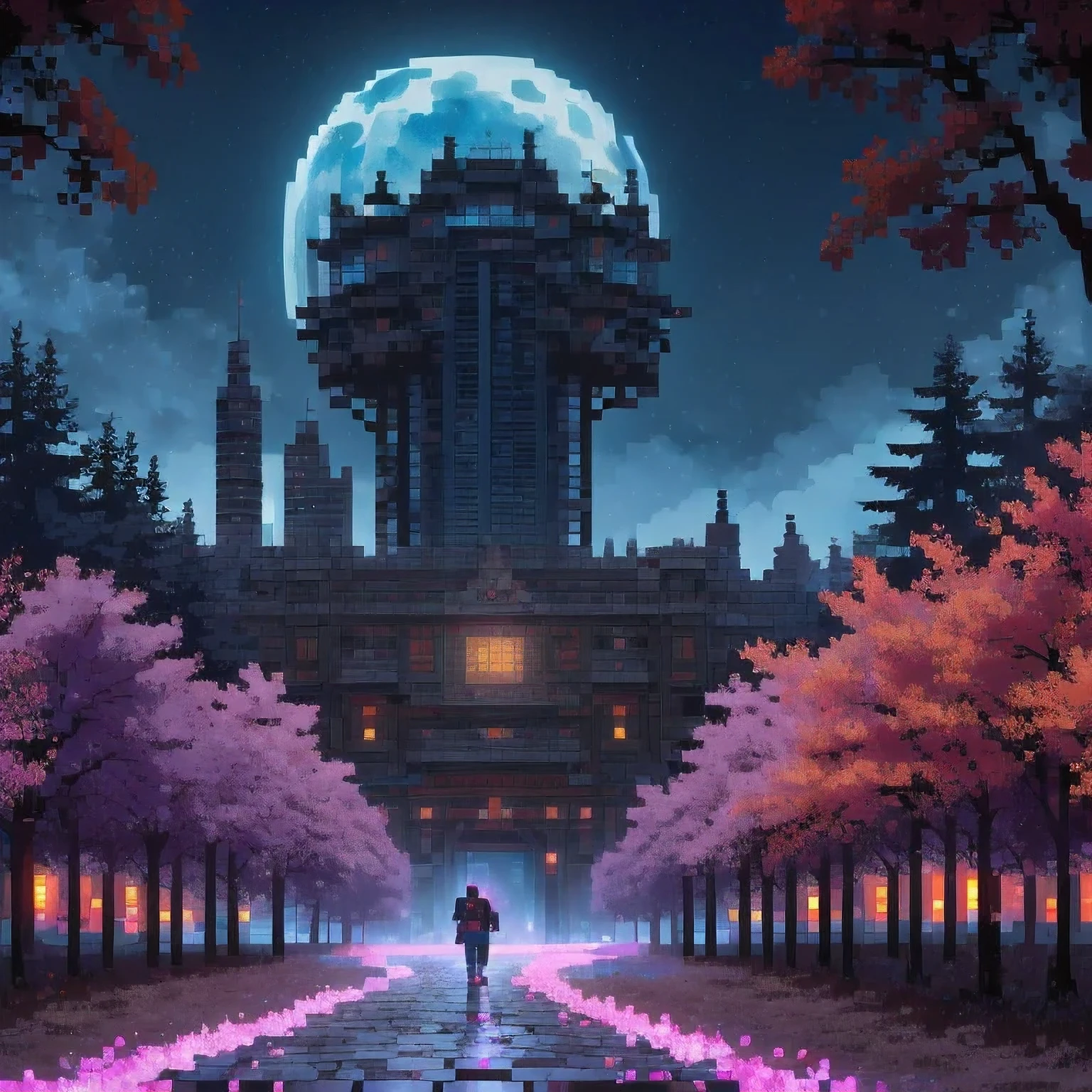 ((紫粉 City : 1.5)), (masterpiece), ( is the best quality: 1.0), ( Ultra High Resolution : 1.0), Detailed illustrations, Detailed Scenery , vibrant colors 紫粉 walking through the city, 8 K, night, Moon Clouds , ((magic, beautiful , Trees: 1.4 )), (( is the best quality, vibrant , 32 k Clear Lighting Effects )).
