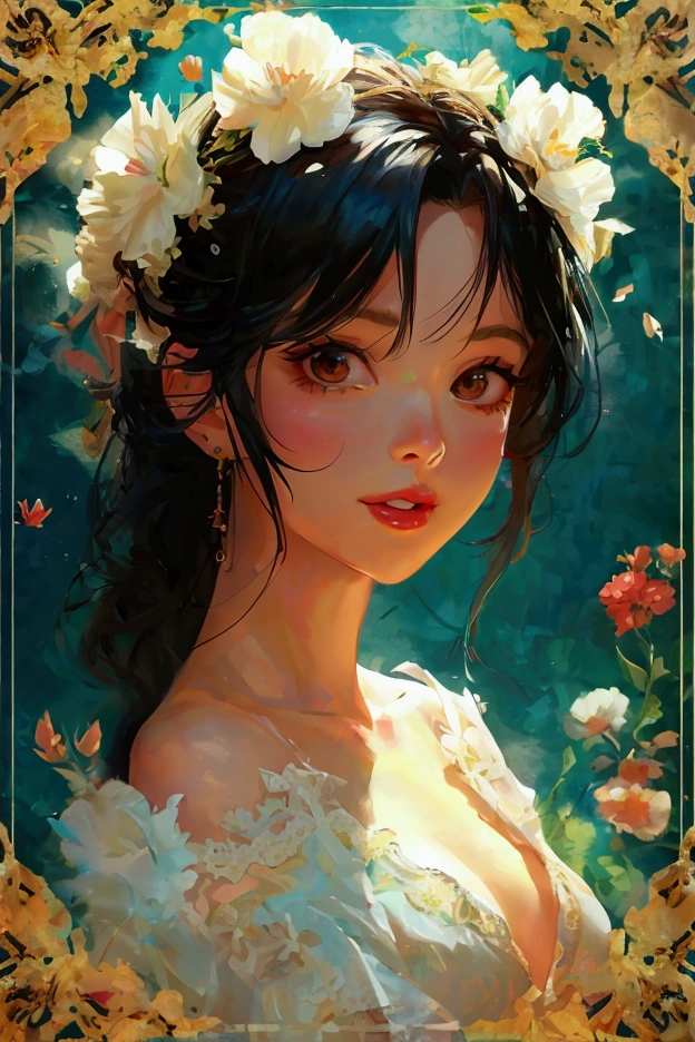 18th century Portuguese ceramic tile art, Draw beautiful flowers, Convoluted, Elegant, Highly detailed, Concept art, Smooth, Sharp Focus, art by artgerm and greg rutkowski and alphonse mucha