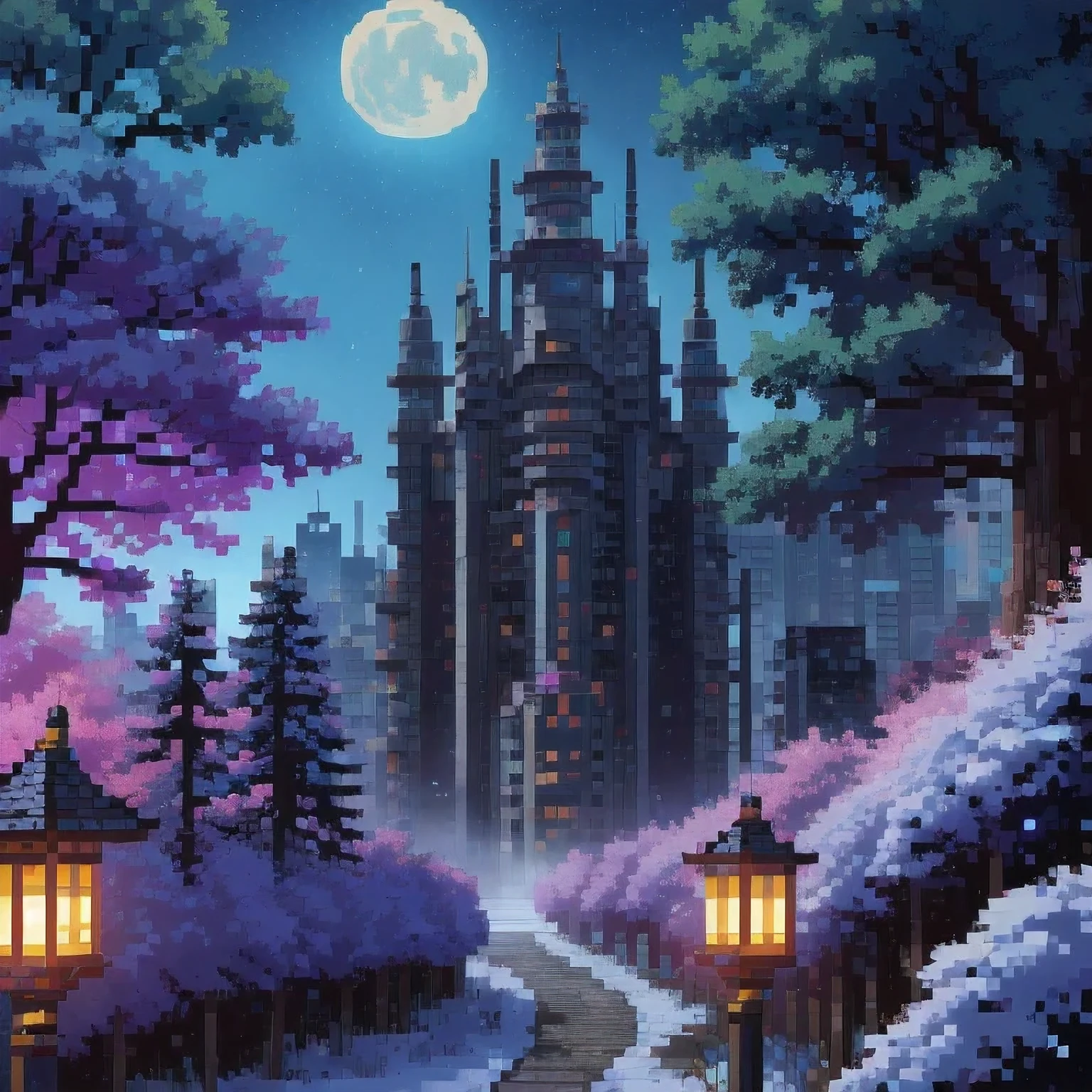 ((紫粉 City : 1.5)), (masterpiece), ( is the best quality: 1.0), ( Ultra High Resolution : 1.0), Detailed illustrations, Detailed Scenery , vibrant colors 紫粉 walking through the city, 8 K, night, Moon Clouds , ((magic, beautiful , Trees: 1.4 )), (( is the best quality, vibrant , 32 k Clear Lighting Effects )).
