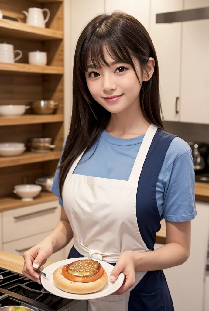 (best quality, 8k, high resolution:1.2), 1girl, knitted sweater, apron, upper body