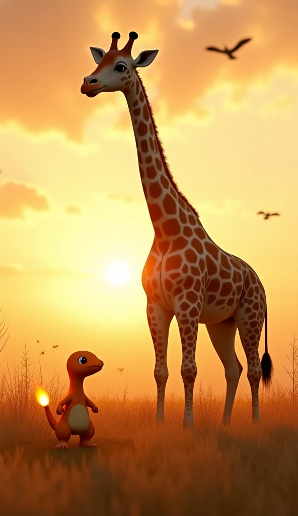 Giraffe and ostrich 