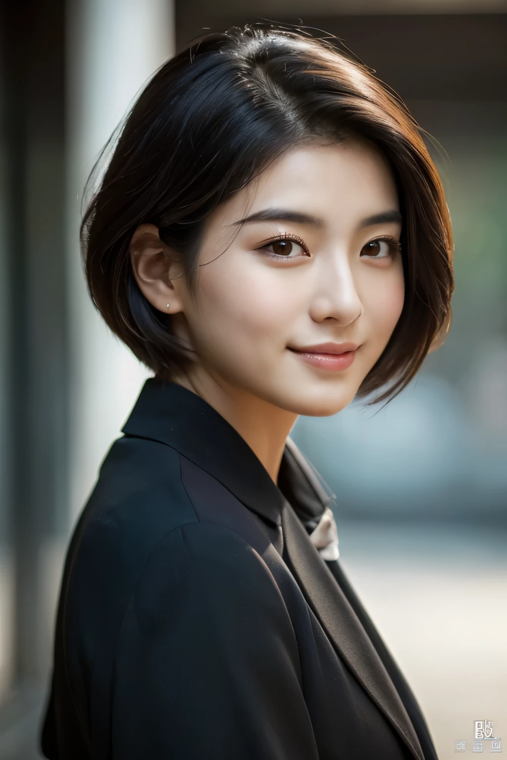  Portrait Photography ，  A handsome young Chinese man  ， 20-year-old head ， Dark brown short hair ， light beard ， Thick eyebrows ，  Deep and expressive eyes  ， nose slightly high ，  Calm and calm spirit  ，  Naturally divided Layered and well-groomed hairstyle  ，  wears a dark suit and black shirt  ， Simple and elegant style ，  The overall image is a bit like a young Liu Dewar  ，   Confident standing   ，  double pockets  ，Smile，  exudes mature confidence  ，  Typical oriental face features  ，  A concise gray gradient background accentuates facial features and three-dimensional details， taken from a flat perspective ，Shallow depth of field，  rich skin details  ， Indoor shooting  ，  Canon EOS R5 camera  ，  Kodak Eka Tar 100 fils  ，Superrealistic ，}  cinematic feel — style raw —s 400—ar 4  :3-v 6  ， women's breast D cup 