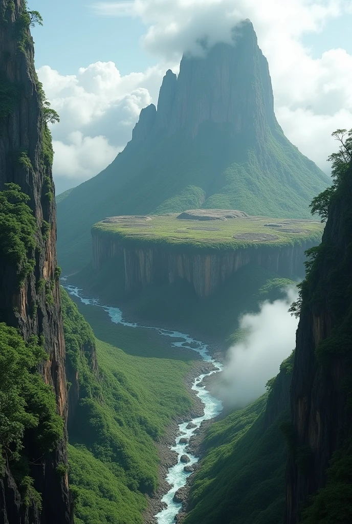 Le Mont Roraima, Venezuela/Brasil/Guyana : Ce plateau mystique, entouré de falaises verticales et de nuages, semble sortir d’un autre monde. Le sommet abrite une biodiversité unique avec des paysages lunaires et des rivières cristallines. Une photo qui a l’air d’être réelle à 100%.