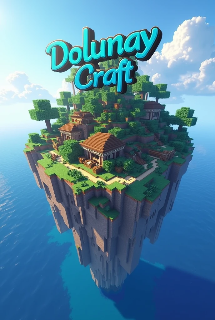 Minecraft Skyblock İsland and little up text blue color DolunayCraft