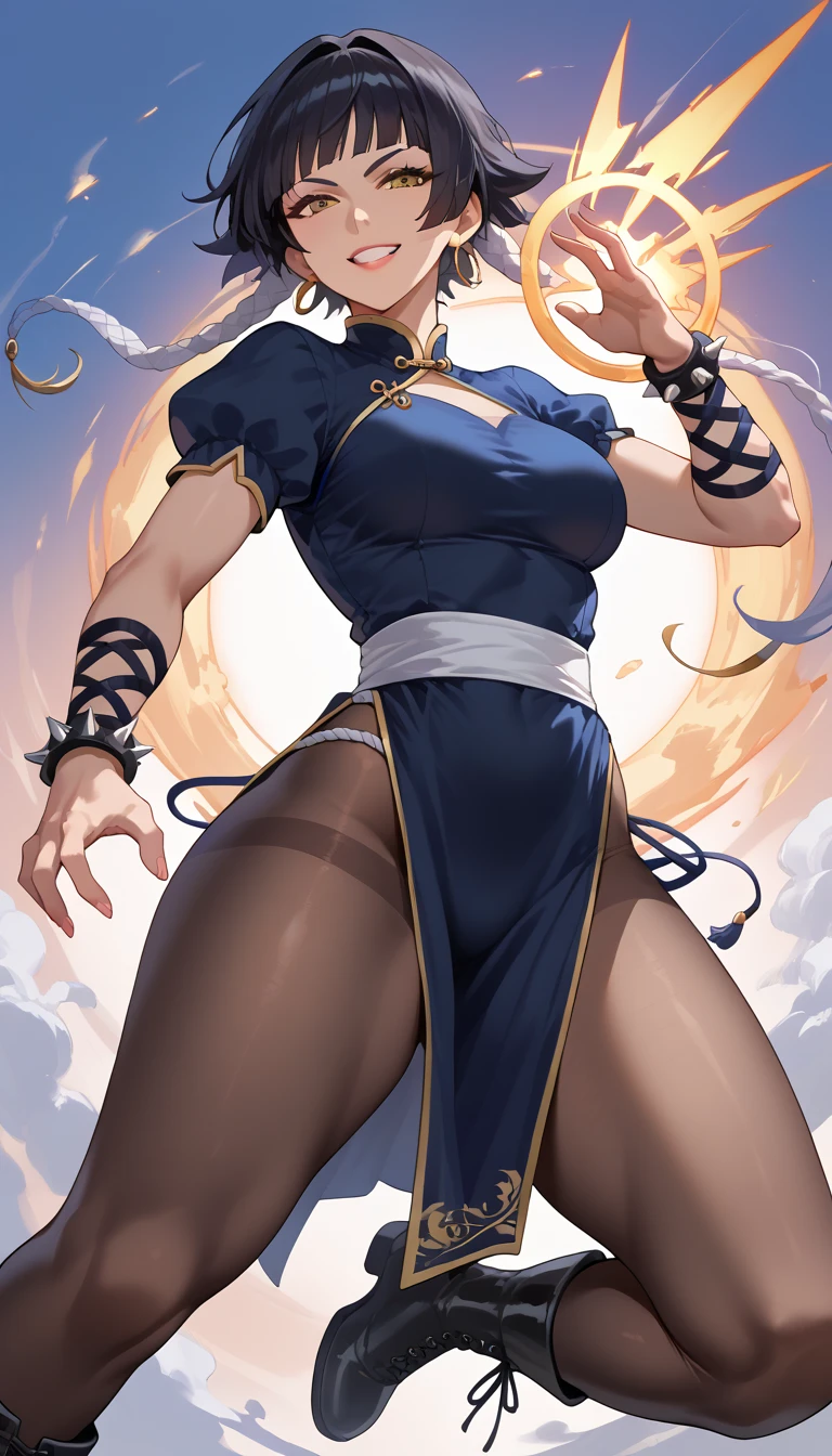 Street fighter, Chun LI, smiling, showing big ,  