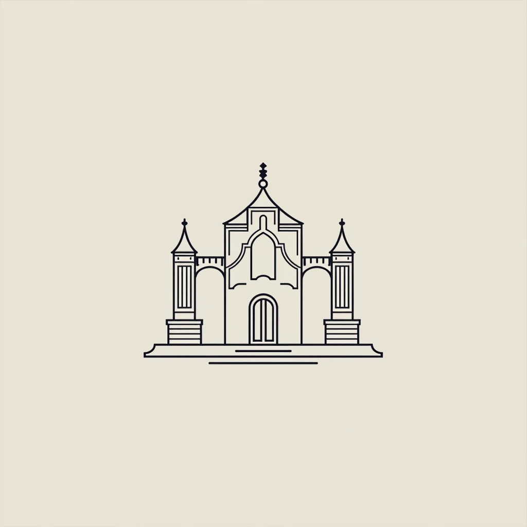 Traditional architecture interior design company logo iconic with swiss heritage elegance, Luxury style bold MODERN line art logo