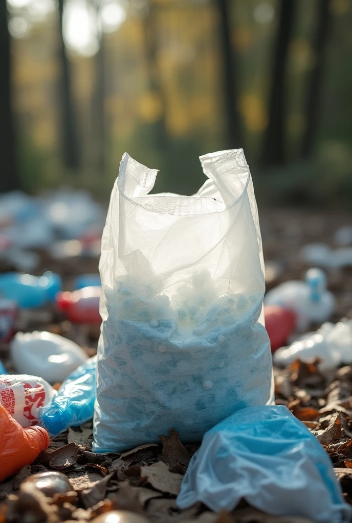 plastic wastes with a main plastic bag in the center