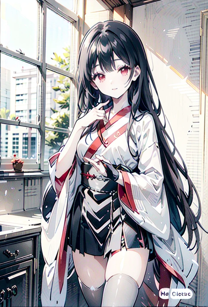 black gothic lolita 　　 black hair long　smile, 
Red eyes,  very long hair,  close your mouth,  accessories with gray hair,  closed eyes, リボンヘア accessories with gray hair,  high definition , accurate,  best quality,  high definition model with a long spear,  textured skin,  Ultra High Definition,  ゴスロリ服