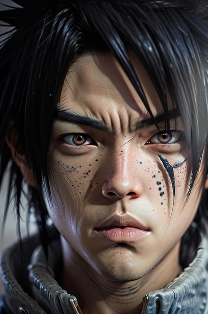 uchiha sasuke, 1boy,solo,close-up, looking at viewer,cowboy shot,