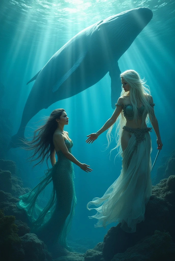 a mermaid from the blue whale , a wizard and the goddess Aphrodite