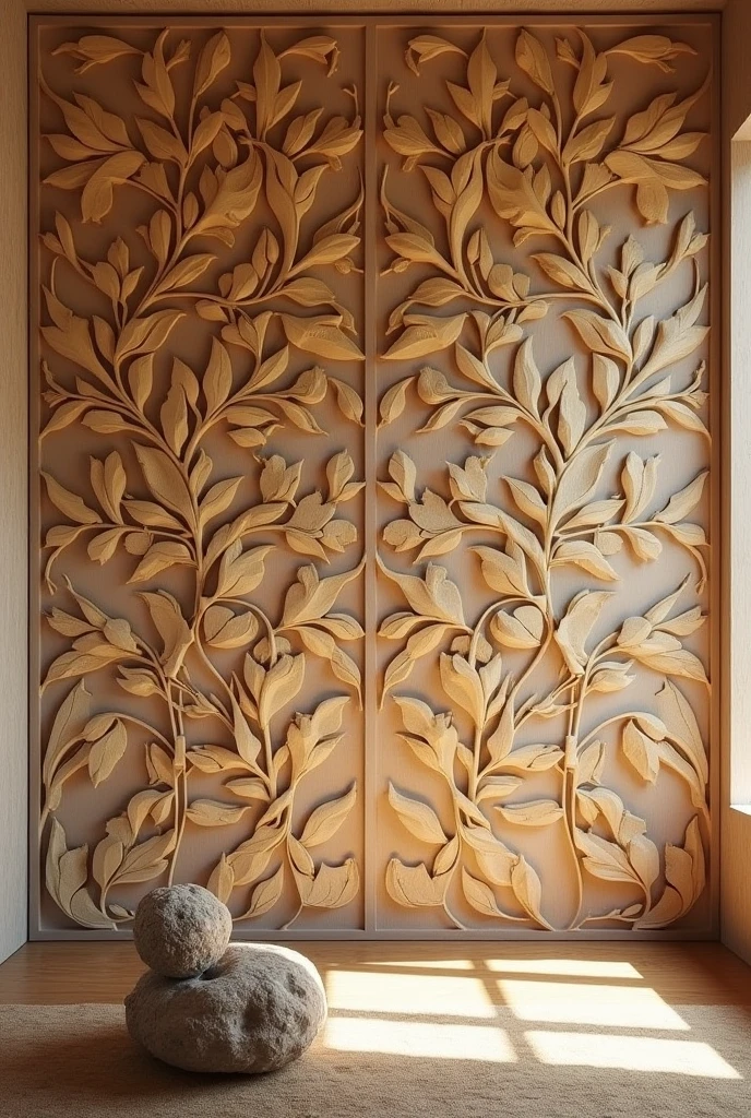 Wall panels made of natural dried leaves