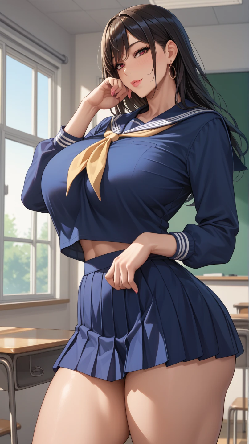 (Highly detailed CG unity 8k), (highest quality),(very detailed),(ultra high resolution), 1 female, white cloth gag, uniform, sailor suit, rope bondage, breasts rope bondage, hands back rope bondage, leg rope bondage, thigh rope bondage, bust rope bondage, feet rope bondage, Arms behind the waist, bound wrists, shackles the ankles, gag with a white cloth, Dark blue skirt, classroom, Blindfolded, Legs together, Tie your ankles, Black Hair, high school girl,