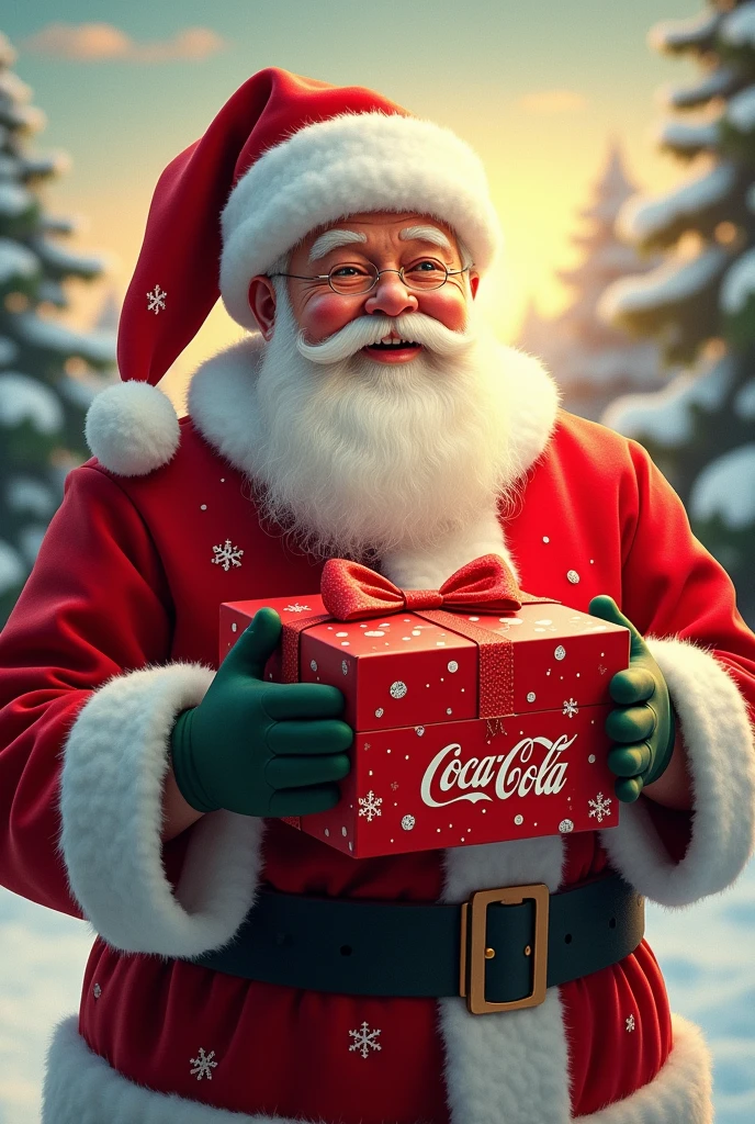 Coca-Cola for Christmas  ,  Santa Claus with Coca-Cola gift 