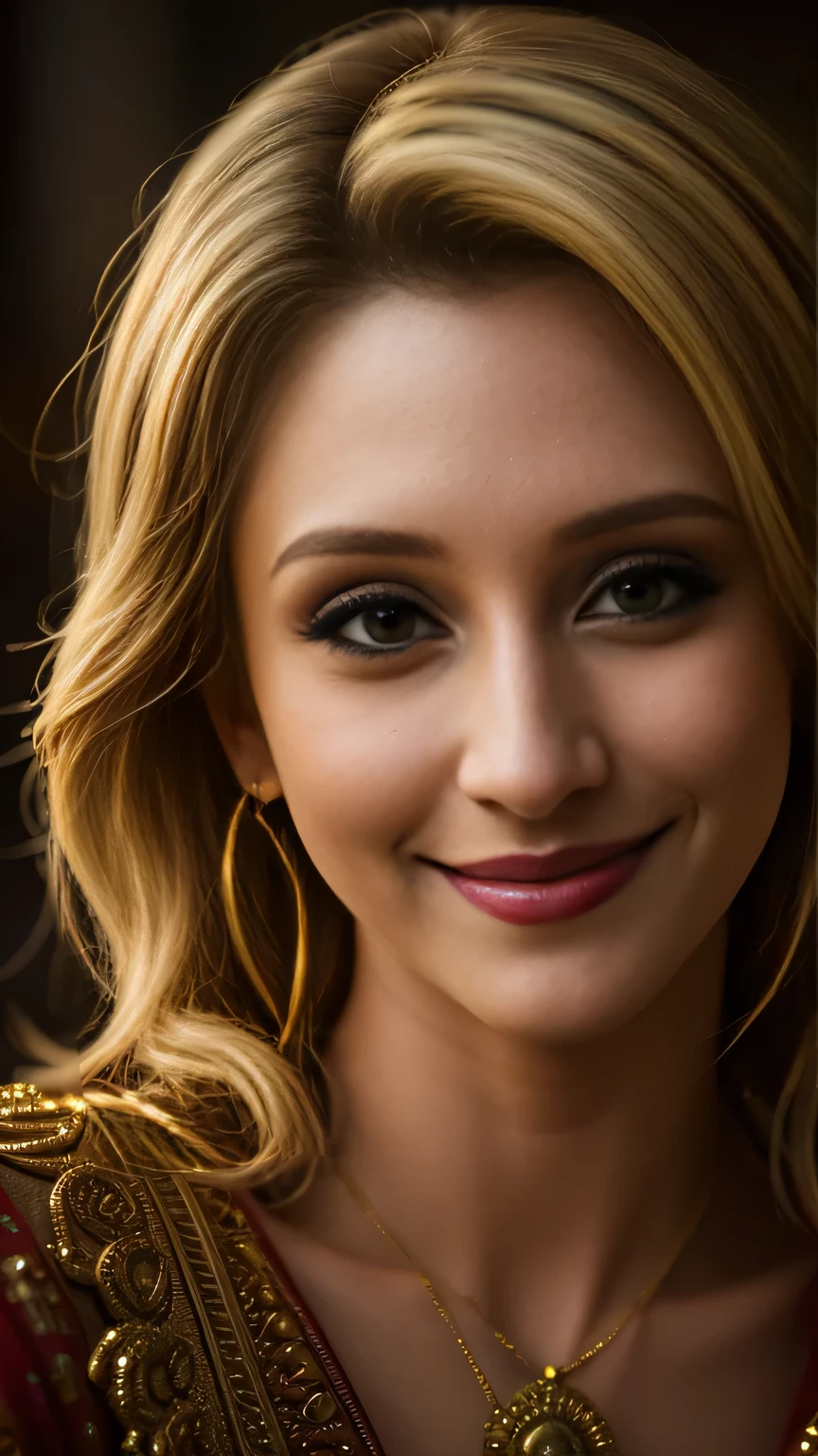 Mallu, photo of maude_garrett portrait, smiling, masterpiece, intricate detail, cinematic lighting, sharp focus, HDR