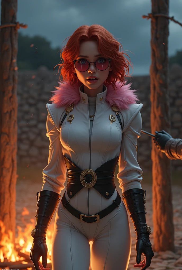 <lora:DeadpoolStyle:1> DeadpoolStyle old lady in a shocking pink faux fur coat with diamond-encrusted sunglasses, (Masterpiece:1.3) (best quality:1.2) (high quality:1.1)