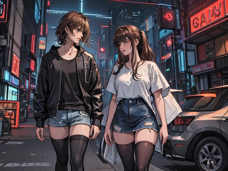 ((realistic: 1.5)),((best quality)), ((masterpiece)),((detailed)), woman, brown hair, bangs, blue pupílas, focus on face, cute expression, long legs, curves, medium breasts, neckline, casual clothing, wide hips, long eyelashes, smoking cigarette, city, night