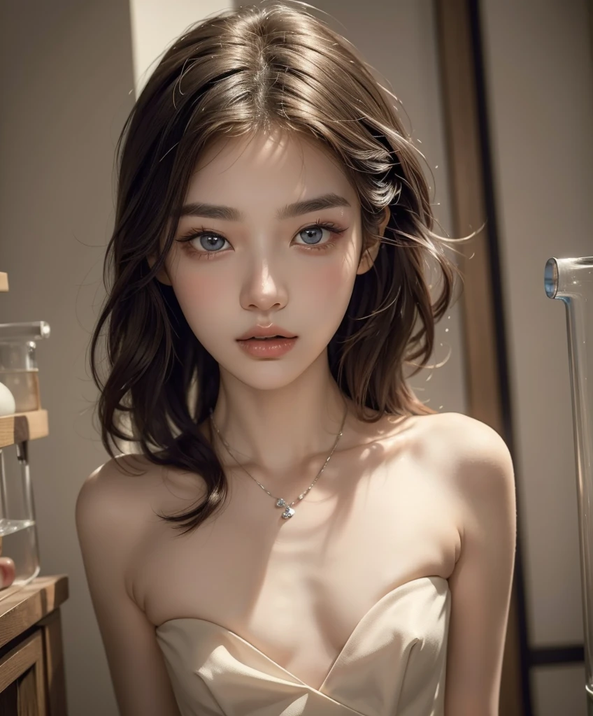 Sweet girl clothes4,strapless dress,jewelry, red lips, mature female, makeup, Big eyes. Pretty eyes, ((Random shooting angles)), (best quality, masterpiece:1.2), ultra-detailed, (realistic:1.37), beautiful, youthful, glamorous model with (detailed eyes, detailed lips, extremely detailed eyes), with white and floral colors, showcasing a radiant smile, slender figure, long legs, creating a breathtaking depiction of a girl, Warm tones, extremely high color saturation, official art, extremely detailed CG unified 8k wallpaper,(High dynamic range :1.4), (cinematic),(soft colors, dull colors, soothing tones :1.3), (natural skin texture, ultra-realistic, soft light, sharp),(very detailed), Pose for a picture lying in bed, elegant pose, attractive pose
