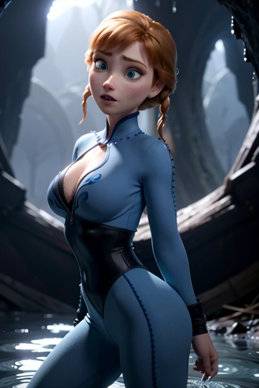 Photo of Anna of Arendelle wearing Blue gym outfit, Nice, show breasts, huge breasts, tall, sexy legs