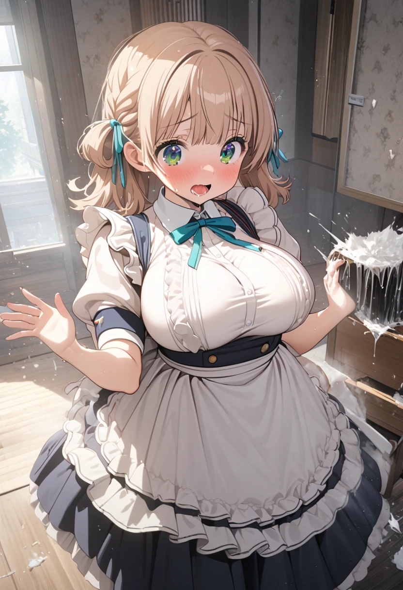 Cute skinny beautiful girl、、Big Breasts、(Laughing, shocked, and blushing:1.3)、Beautiful Eyes、Brown skin、Braid、upright、Lift up your skirt、anus