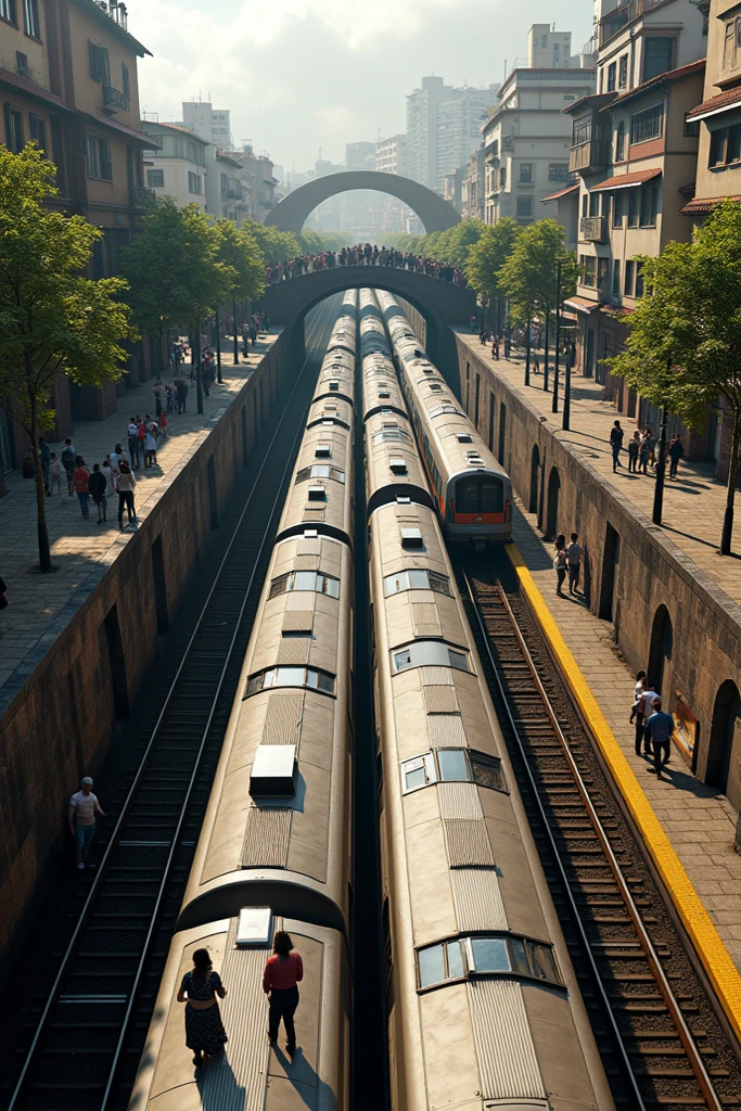 Please..Design a 3D image of the subway in Bogotá in the town of Bosa