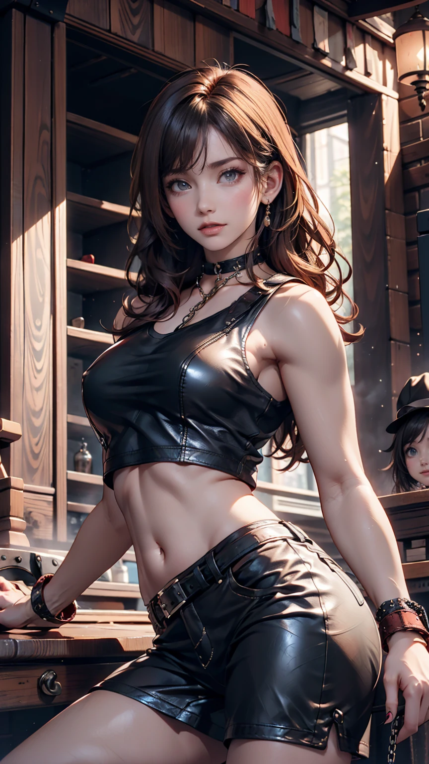 A charismatic woman [gunner: Bounty Hunter: 0.4] Standing in the middle of the SF wilderness (Cube Style: 1) whole body, mask