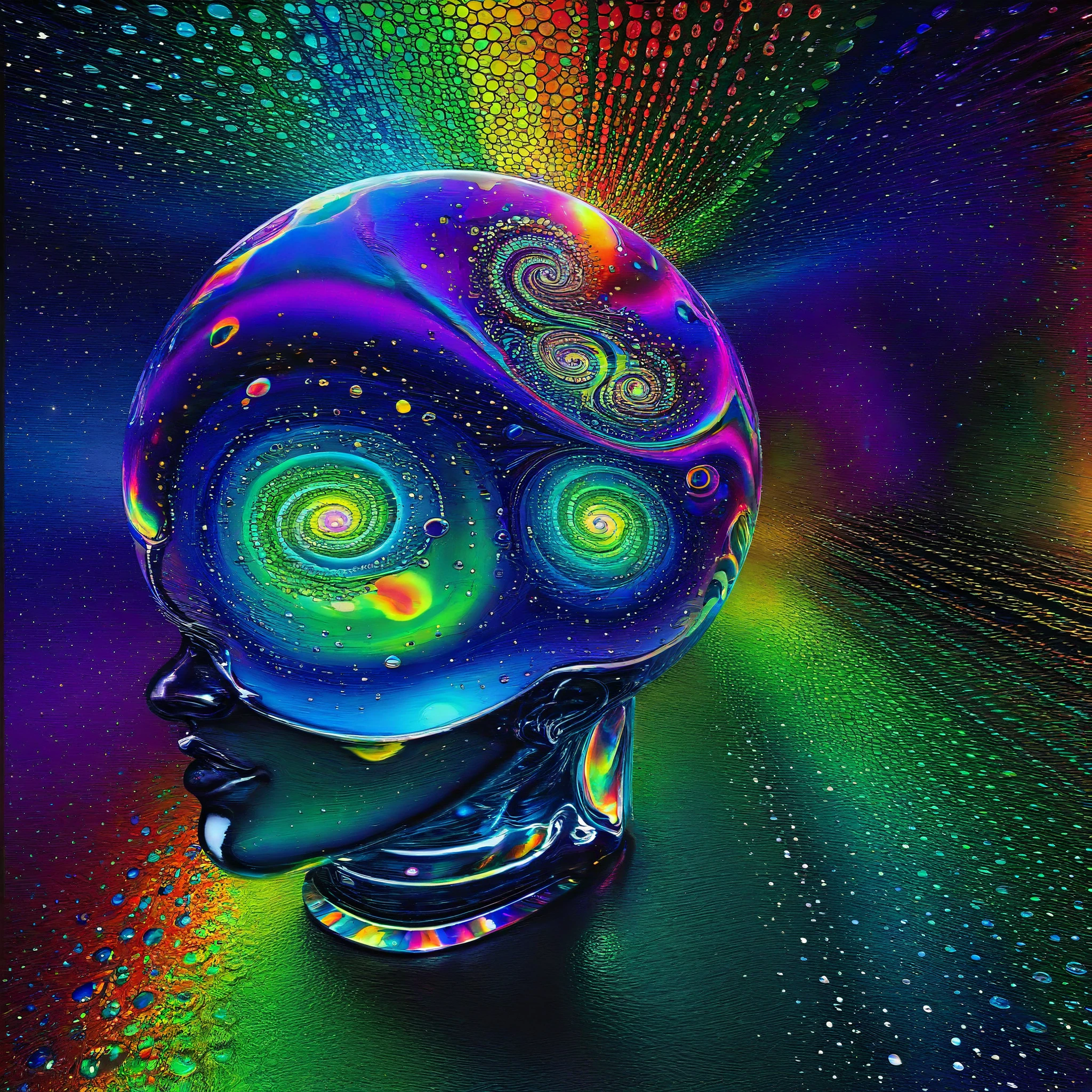 A psychedelic dream, vibrant colors shimmering, glass morphing from colors, intricate rainbow patterns, perfectly formed symmetrical spheres and glowing reflective bubbles, attention to detail on the bubbles and spheres, rainbows of color twisted in and out of translucent orbs, spilled paint and spirals of swirling color in the background, beautiful psychedelic digital art, pixel art, neon colors, 4d mandelbulb psychedelics, glass-like psychedelic landscape, intricate rainbow environment, psychedelic underwater brightness, trails of color and light, bright fluorescent colors, psychedelic vibrant colors, bright psychedelic neon colors, colorful paint drips out of the bubbles, 3D glass spheres melting into each other spilling out colors, visually disorienting, hallucination inducing, optical illusions, startling, stunning images, awe-inspiringly, best quality wallpaper, pixel assets, portrait photography, surrealism, photorealistic, hyperdetailed, glass morphism, digital art, sparkle, optical illusion, glowing light, reflection light, overexposure, god rays backlighting, depth of field, rotational symmetry, UHD, high details, high quality, super detailed, best quality, award winning, masterpieceBrilliant images of pure light emerging from vibrant colors in a psychedelic dream, shimmering glass morphing out of colors, tripped out detailed patterns in all colors, perfectly formed symmetrical spheres and glowing reflective bubbles, attention to detail on the bubbles and spheres, rainbows of color twisted in and out of translucent orbs, background is spilled paint and spirals of swirling colour, beautiful psychedelic digital art, pixel art, neon colors, 4d mandelbulb psychedelics, glass like psychedelic landscape, intricate rainbow environment, psychedelic underwater brightness, LSD,DMT, Psilocybin, Mescaline, trails of color and light, bright fluorescent colors, psychedelic trip, fluorescent psychedelic aesthetic, psychedelic vibrant colors, bright psychedelic neon color