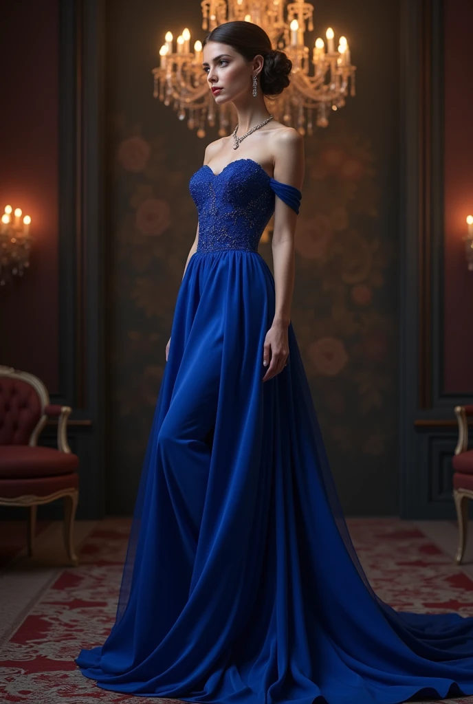 Claire pettibone designed slinky slip blueberry and black themed gown, gorgeous lucite crystal sheer organza tulle cherry embroidered floor length delicate intricate gown, real rubies cherries embroidery covering the glittering slip dress, exquisitely detailed with vivid blueberry blue velvet ribbon boning and accents --upbeta --q 2 --s 750 --style raw --auto