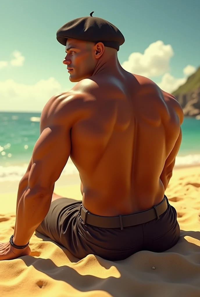 (Highest quality:1.5), (masterpiece:1.5), (8k:1.5), (Beautiful beach:1.1), (1 man:1.1), (Completely naked:1.1), 40 years old, (Huge body:1.1), (shoot from side:1.2), (Asian people:1.1), shaved head, Short Beard, (Anguished expression:1.1), close-up anal, On all fours