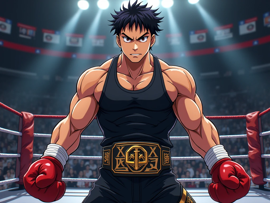Anime style black boxer written belt. MMA. Anime-style Jujusu kaisen. black boxer written belt. MMA